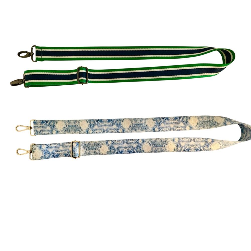 Set Of 2 Woven Boho Handbag Purse Straps Guitar Style Adjustable Striped Art